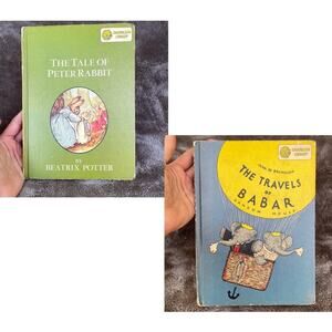 Vintage Dandelion Library 2-in-1 Book Tale of Peter Rabbit & Travels of Babar
